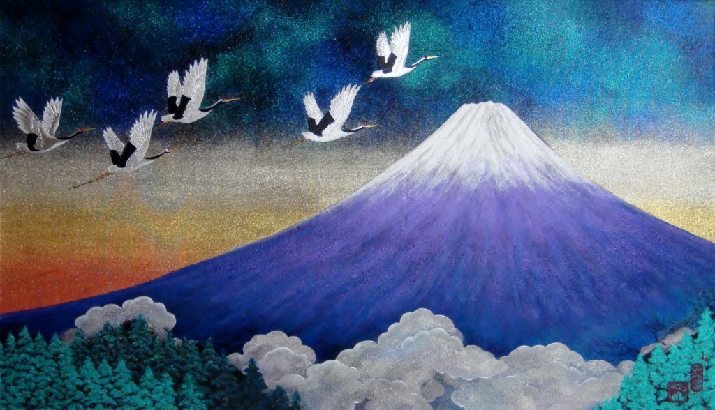 徳扇コスモ・アート「霊峰飛鶴（れいほうほかく）」15号サイズ