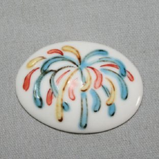 九谷焼　花火文様楕円帯留(三分紐)大