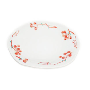 九谷焼　手描き　和洋食器　山帰来文八寸楕円皿