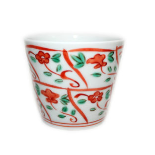 九谷焼　手描き　和洋食器　赤絵　なずな文そばちょこ　